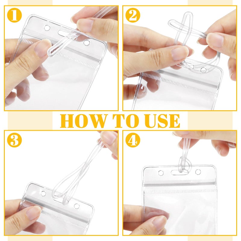WYOMER 24 Pieces Plastic Luggage Bag Tag Holder Badge Label Tag Holder Clear ID Card Holder with 24 Pack Luggage Tag Loop Straps for Office Business Travel Supplies - Image 4